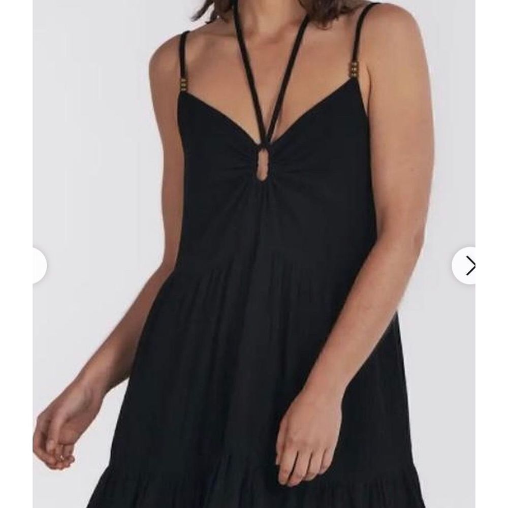 Charlie Holiday Women's Black Harlow Keyhole Cotton Maxi Dress Size US 8